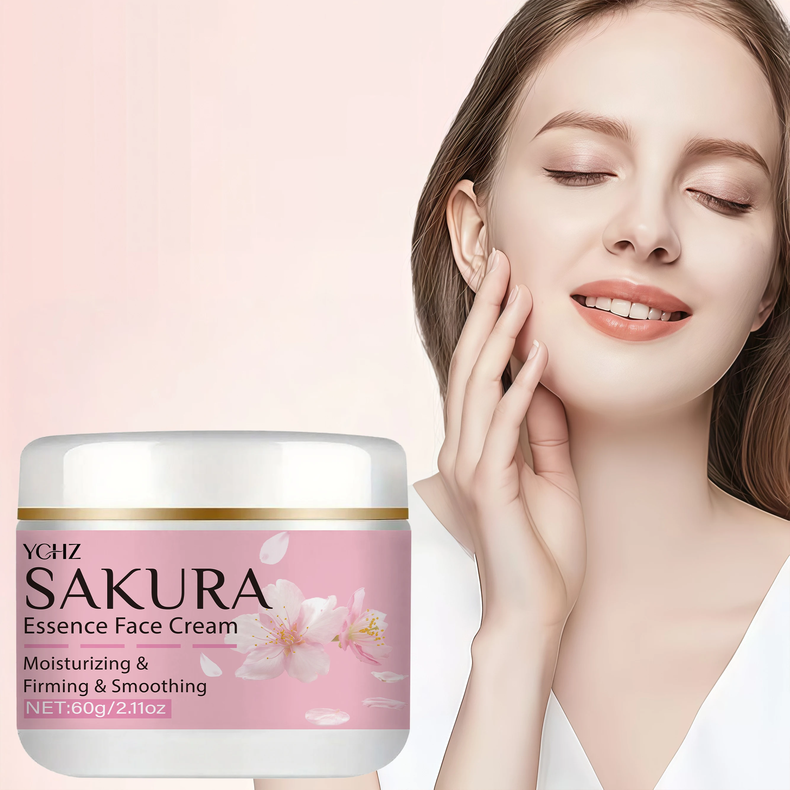 Sakura Facial Cream, Deeply Moisturizes Dry Skin, Tightens and Lifts, Smoothes the Skin, Provides a Light Beige Tone, Is Gentle and Non-Greasy, Making the Skin Softer and More Elastic