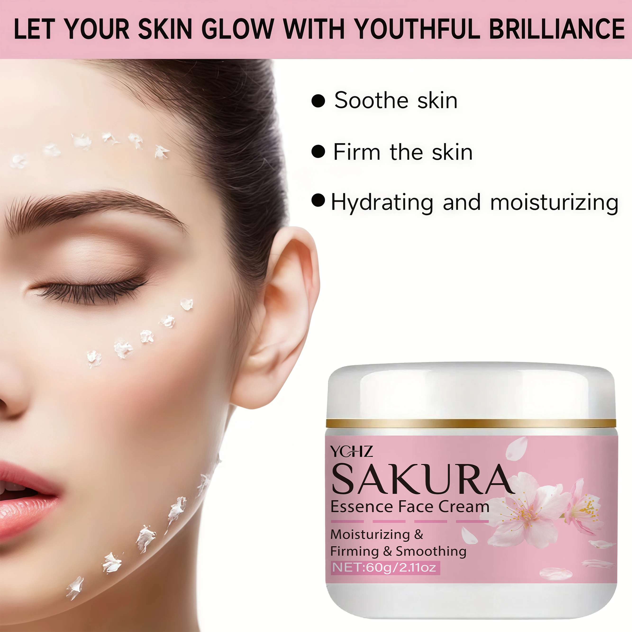 Sakura Facial Cream, Deeply Moisturizes Dry Skin, Tightens and Lifts, Smoothes the Skin, Provides a Light Beige Tone, Is Gentle and Non-Greasy, Making the Skin Softer and More Elastic