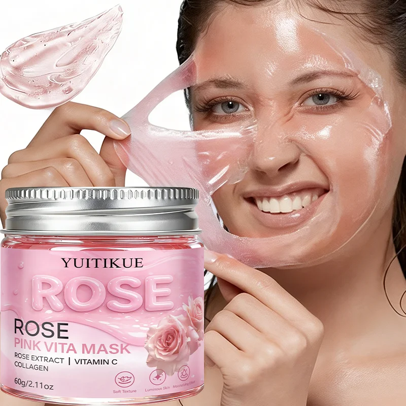 YUITIKUE Rose Pink Vita Mask | Rose Extract + Vitamin C & Collagen | For Luminous, Moisturized Skin 60g