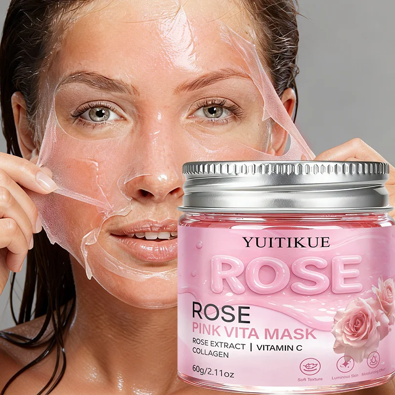 YUITIKUE Rose Pink Vita Mask | Rose Extract + Vitamin C & Collagen | For Luminous, Moisturized Skin 60g