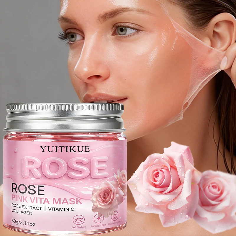 YUITIKUE Rose Pink Vita Mask | Rose Extract + Vitamin C & Collagen | For Luminous, Moisturized Skin 60g