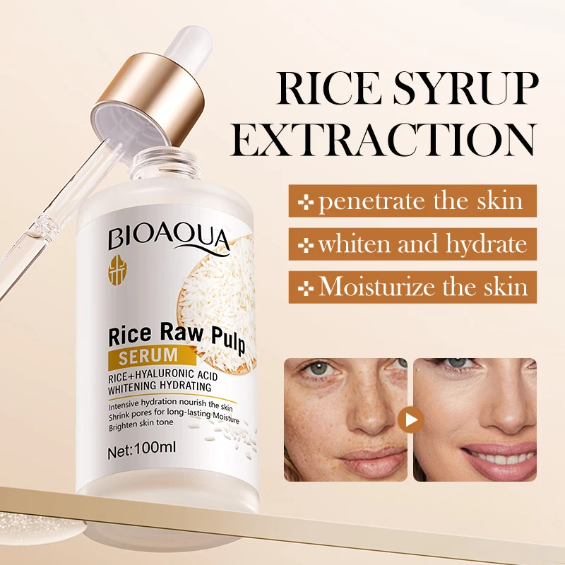 BIOAQUA White Rice Face Serum Moisturizing Anti Wrinkles Anti Wrinkles Anti-Aging Whitening Facial Essence Skin Care for Face