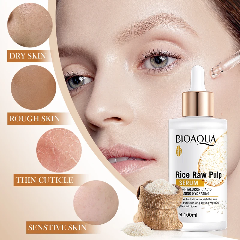 BIOAQUA White Rice Face Serum Moisturizing Anti Wrinkles Anti Wrinkles Anti-Aging Whitening Facial Essence Skin Care for Face
