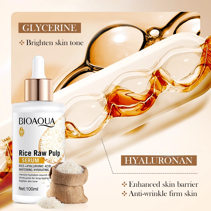BIOAQUA White Rice Face Serum Moisturizing Anti Wrinkles Anti Wrinkles Anti-Aging Whitening Facial Essence Skin Care for Face