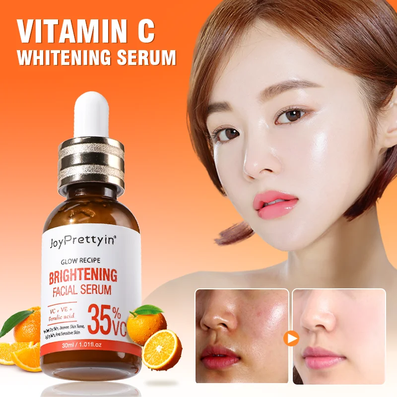 Vitamin C Whitening Facial Serum Fade Dark Spots Hyaluronic Acid Moisturizing Repair Dull Face Essence Skin Care Products