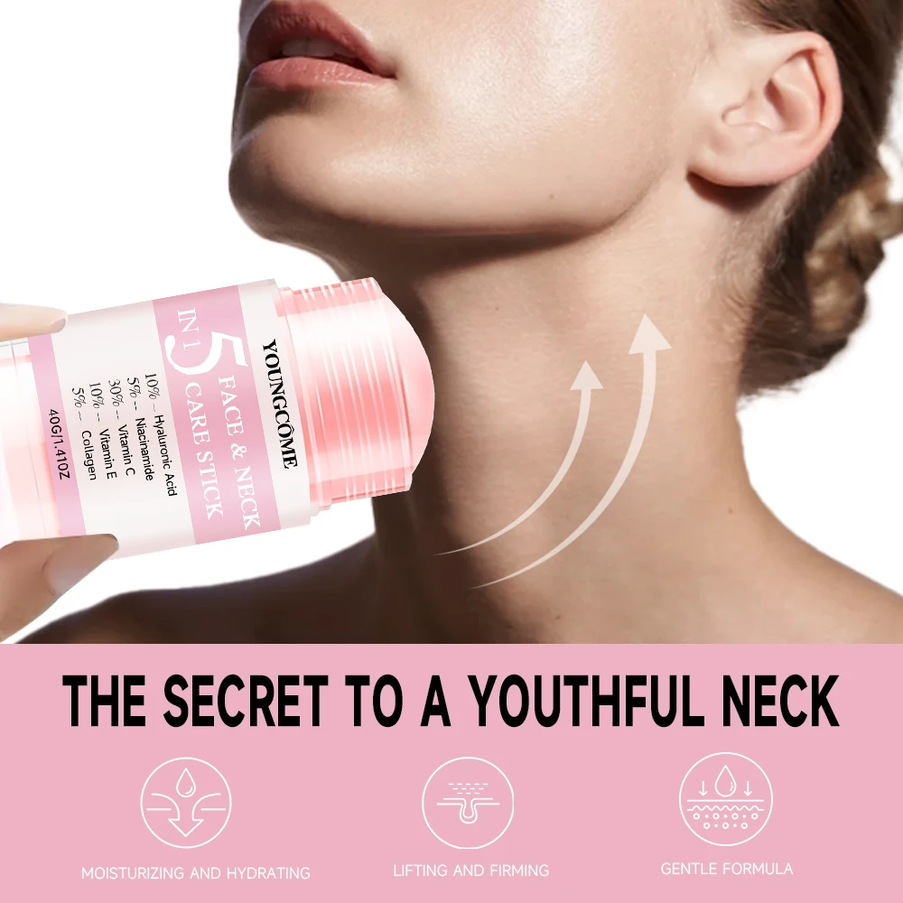 2-piece set Hydrating Skincare Set: Face Moisturizer Cream + Neck Care Stick with Hyaluronic Acid, Niacinamide, Vitamin C & E fo