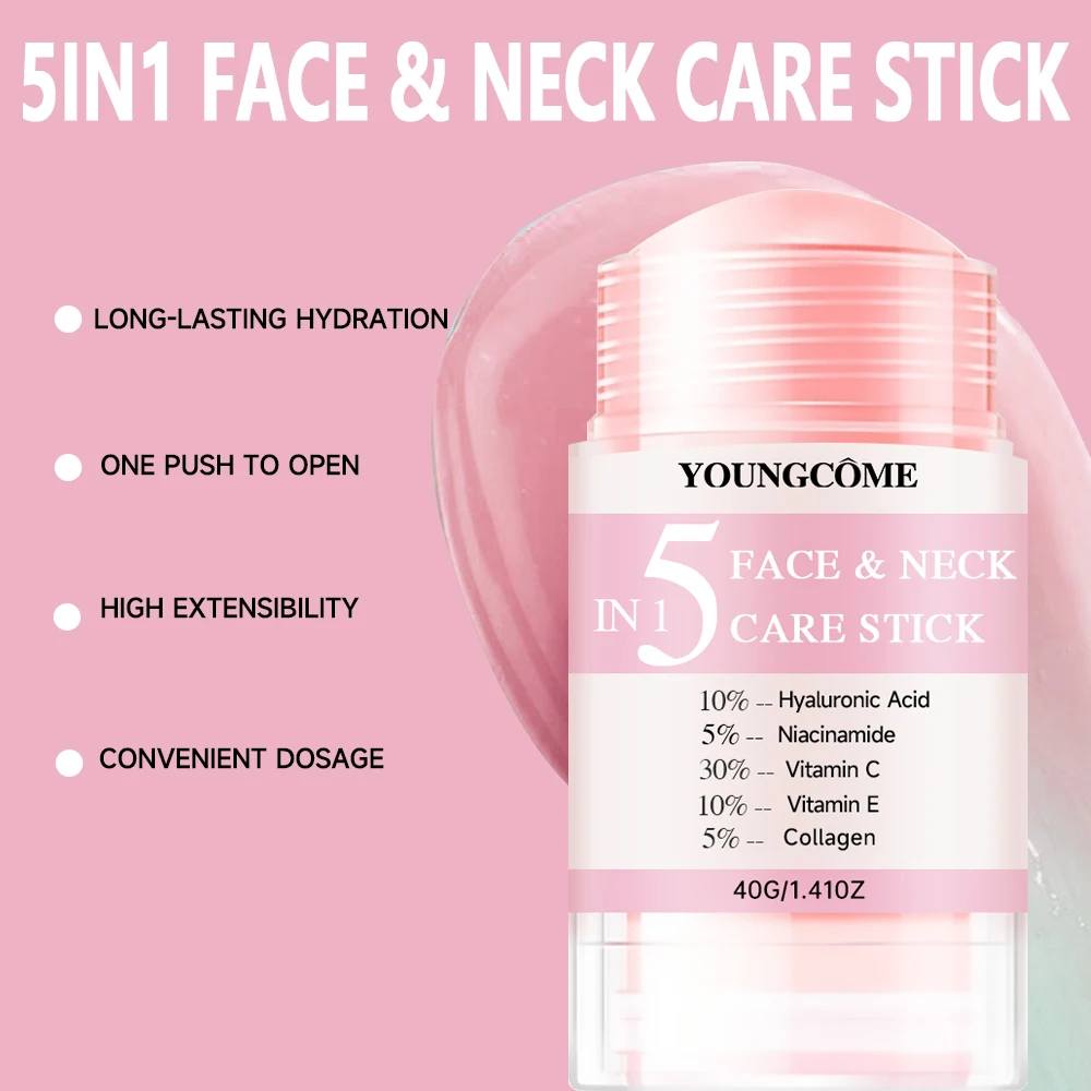 2-piece set Hydrating Skincare Set: Face Moisturizer Cream + Neck Care Stick with Hyaluronic Acid, Niacinamide, Vitamin C & E fo
