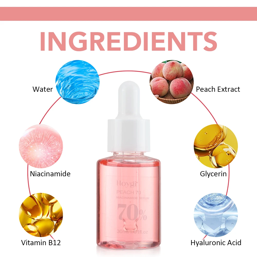 30ml Niacinamide Serum Melanin Removal Fade Melasma Dark Spots Corrector Shrink Pores Hyaluronic Acid Moisturizing Skin Care