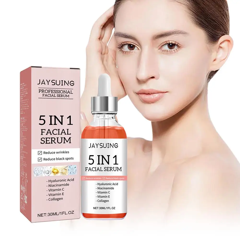 5 In 1 Fade fine lines Firming Face Serum Moisturizing brightning Vitamin C Hyaluronic Acid Facial Serum Shrink Pores Skin Care
