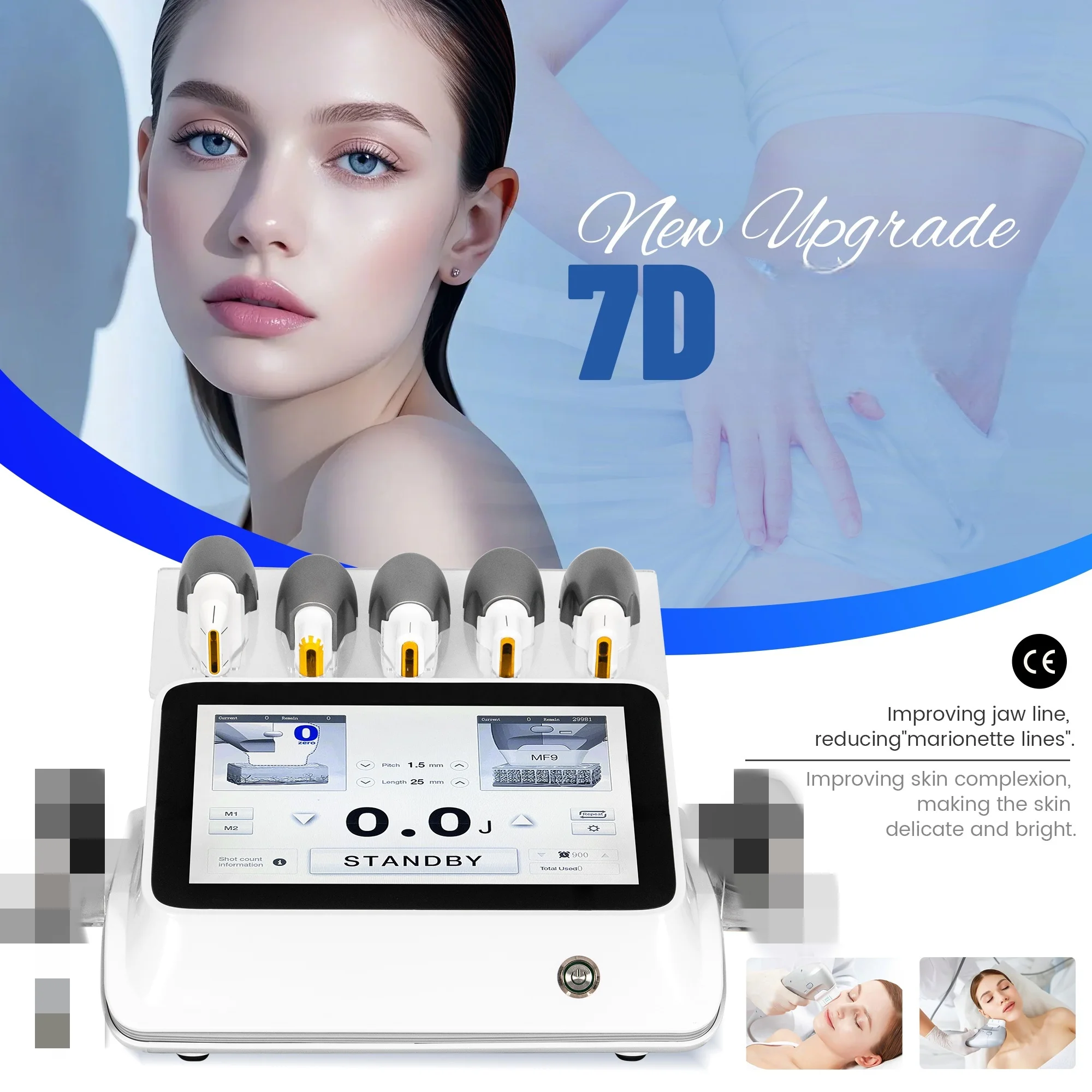 Hot Sale 7D HI FU SMAS Lifting Machine High Intensity Focused Ultrasound Facial Body Skin Tightening Salon Equipmen