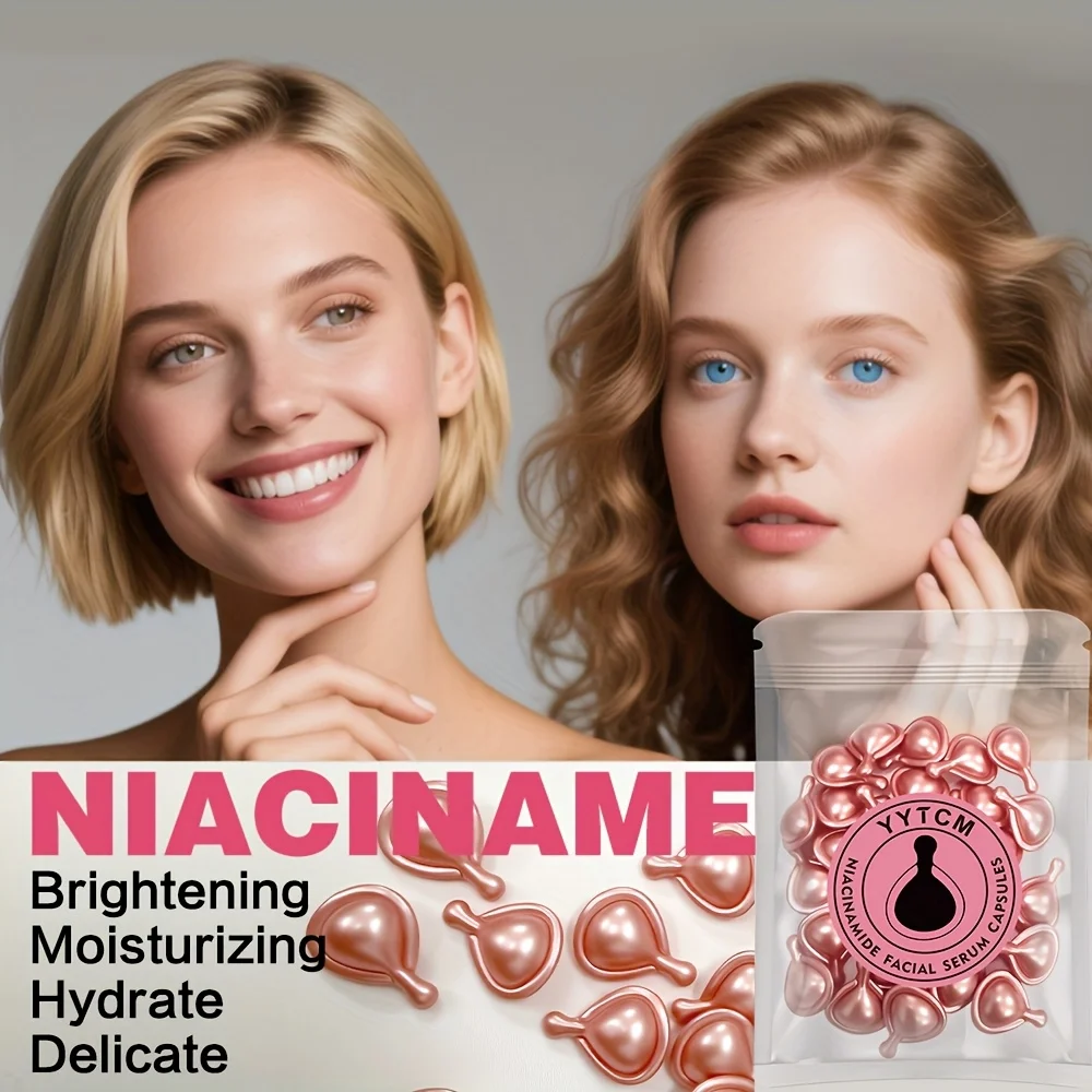 Niacinamide Facial Essence Capsules, Containing Retinol, Olive Fruit Oil, Gardenia Extract, Brighten Skin Tone, Moisturize and Hydrate, Smooth and Refine Skin (0.5Gx30 Capsules)/Bag