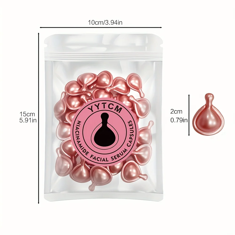 Niacinamide Facial Essence Capsules, Containing Retinol, Olive Fruit Oil, Gardenia Extract, Brighten Skin Tone, Moisturize and Hydrate, Smooth and Refine Skin (0.5Gx30 Capsules)/Bag