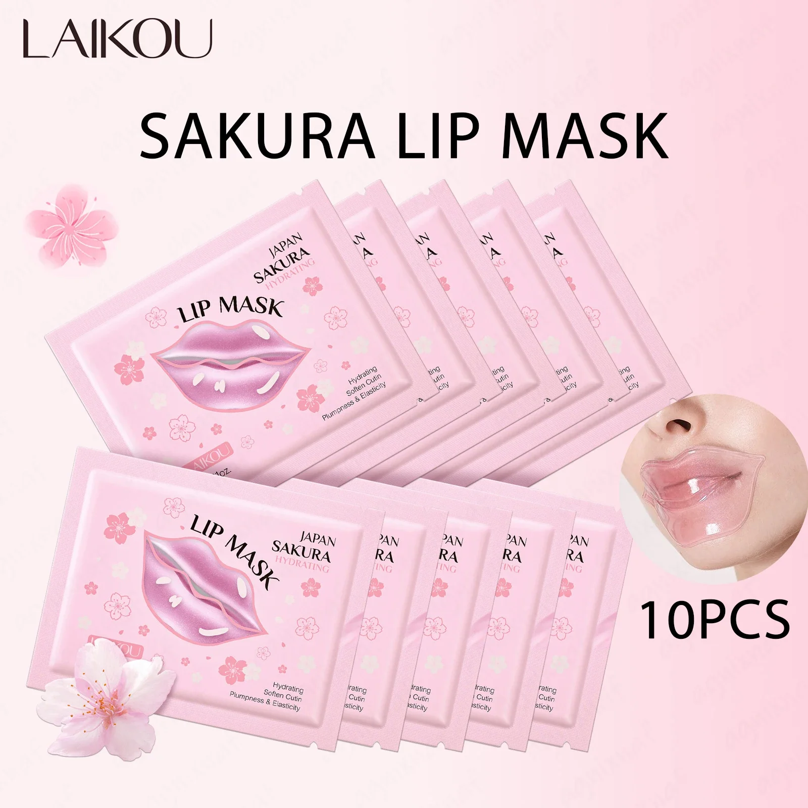 LAIKOU 5/10pcs Lip Mask Lip Care Moisturizing Hydrating Repair Lighten Lip Lines Labial Gel Patch Lips Pad Patches Care Products