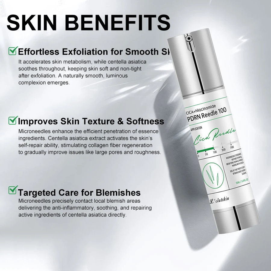 CICA Reedle Shot 100 Microneedle Serum 30ml Reduces Fine Lines Exfoliates Improves Skin Texture Beauty Serum