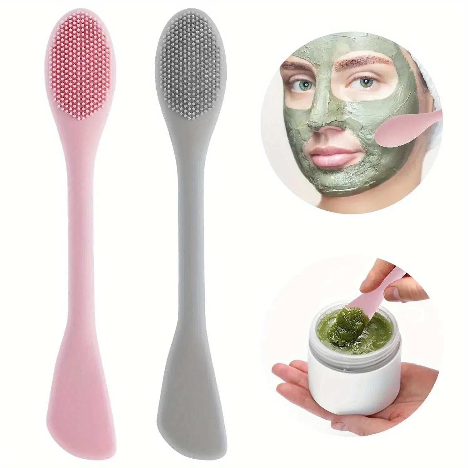 Double Head Facial Mask Brush Silicone Applicator Spoon Spatula Stirring Stick Women Skin Face Cleansing Care Home Makeup Tools