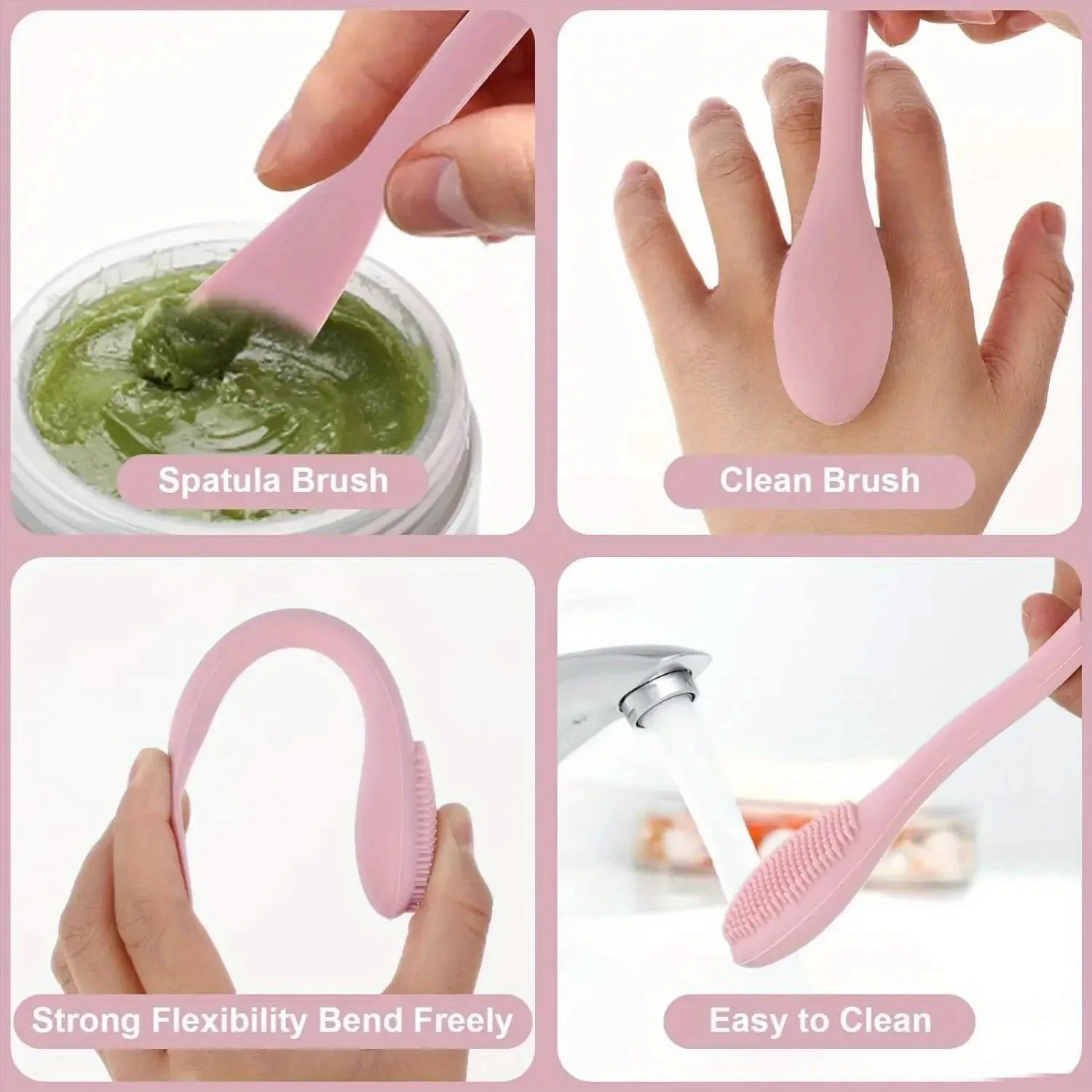 Double Head Facial Mask Brush Silicone Applicator Spoon Spatula Stirring Stick Women Skin Face Cleansing Care Home Makeup Tools