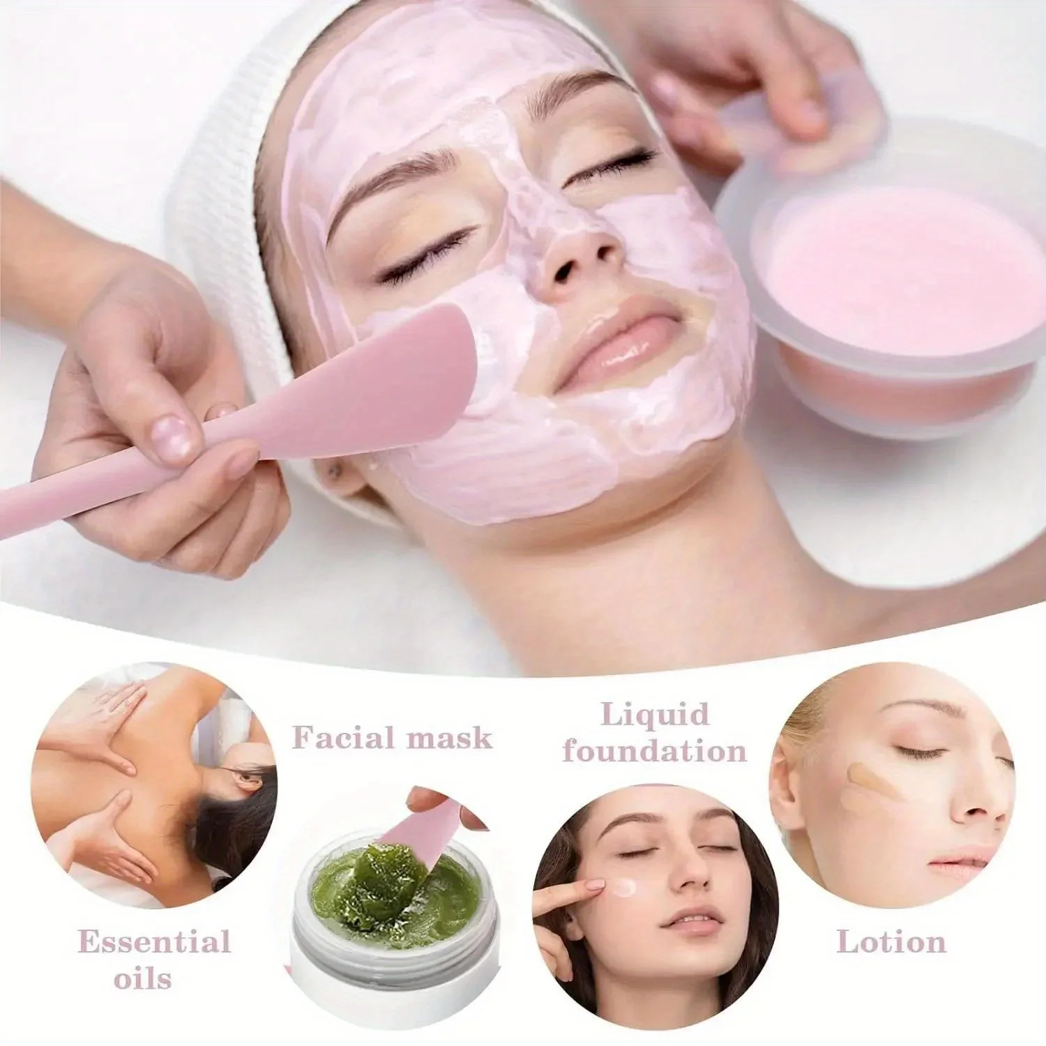 Double Head Facial Mask Brush Silicone Applicator Spoon Spatula Stirring Stick Women Skin Face Cleansing Care Home Makeup Tools