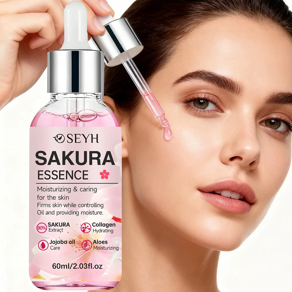 SEYH Sakura Day & Night Moisturizing Essence 40ml/60ml Instant Lifting Facial Essence Lightweight Plant-based Moisturizer & Tigh