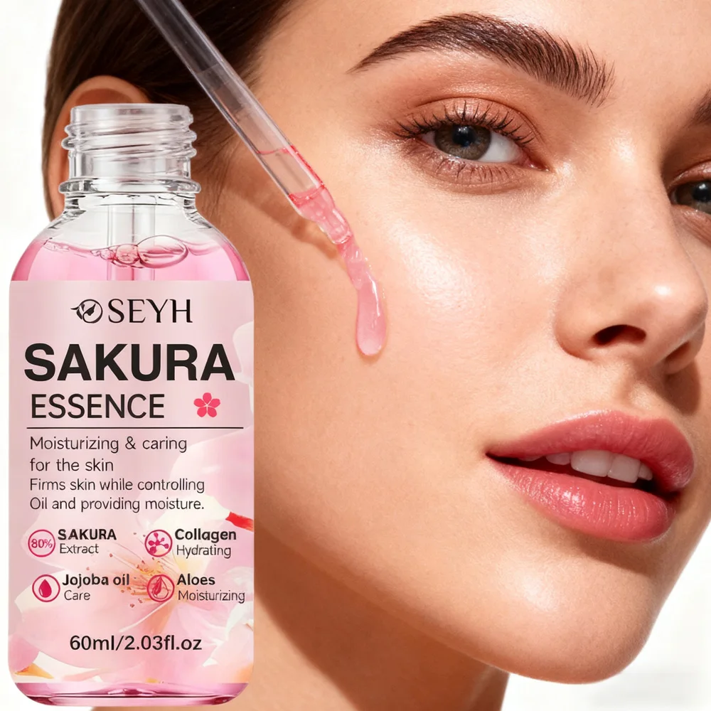 SEYH Sakura Day & Night Moisturizing Essence 40ml/60ml Instant Lifting Facial Essence Lightweight Plant-based Moisturizer & Tigh