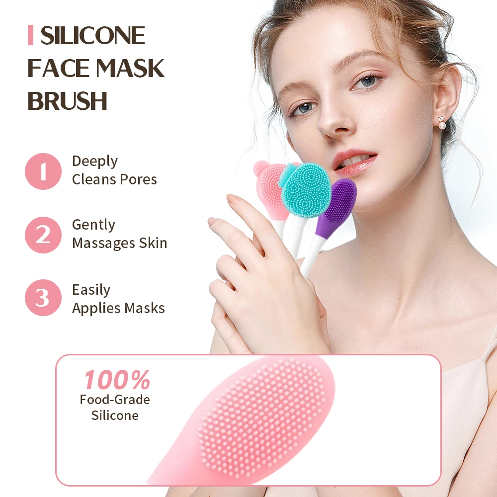 Facial Cleaning Silicone Brush Facial Mask Applicator Skincare Accessories Silicone Body Scrubbers 2in1 Spa Facial Wash Brushes