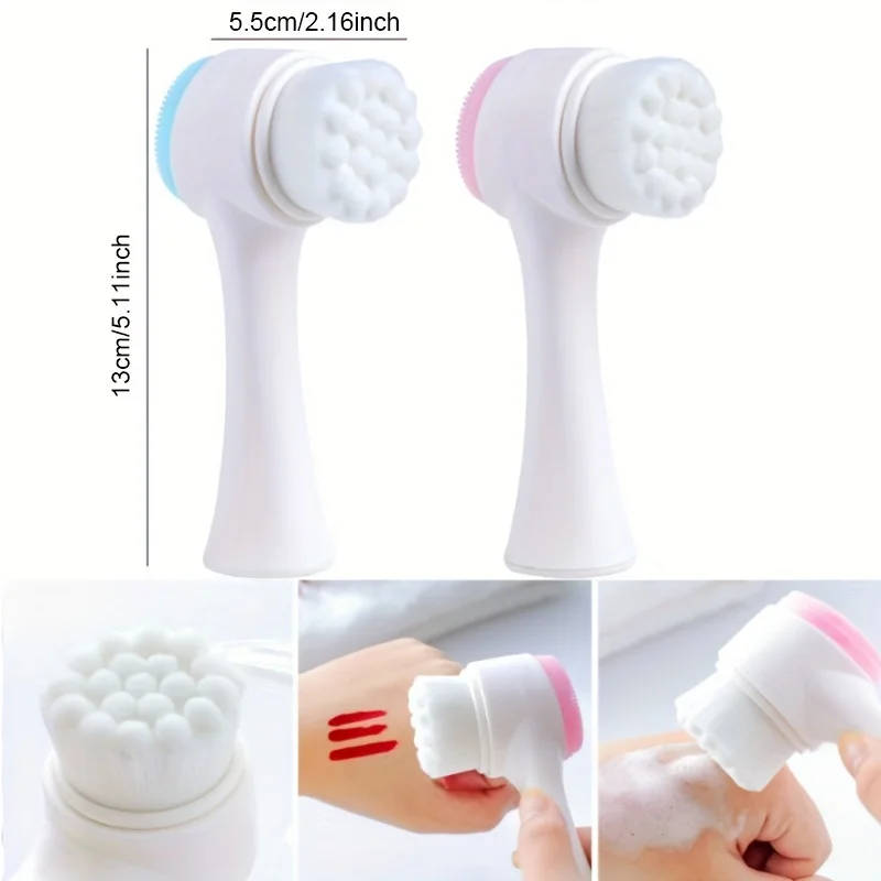 Silica Gel Facial Brush Double Sided Facial Cleanser Blackhead Removing Product Pore Cleaner Exfoliating Facial Brush Face Brush