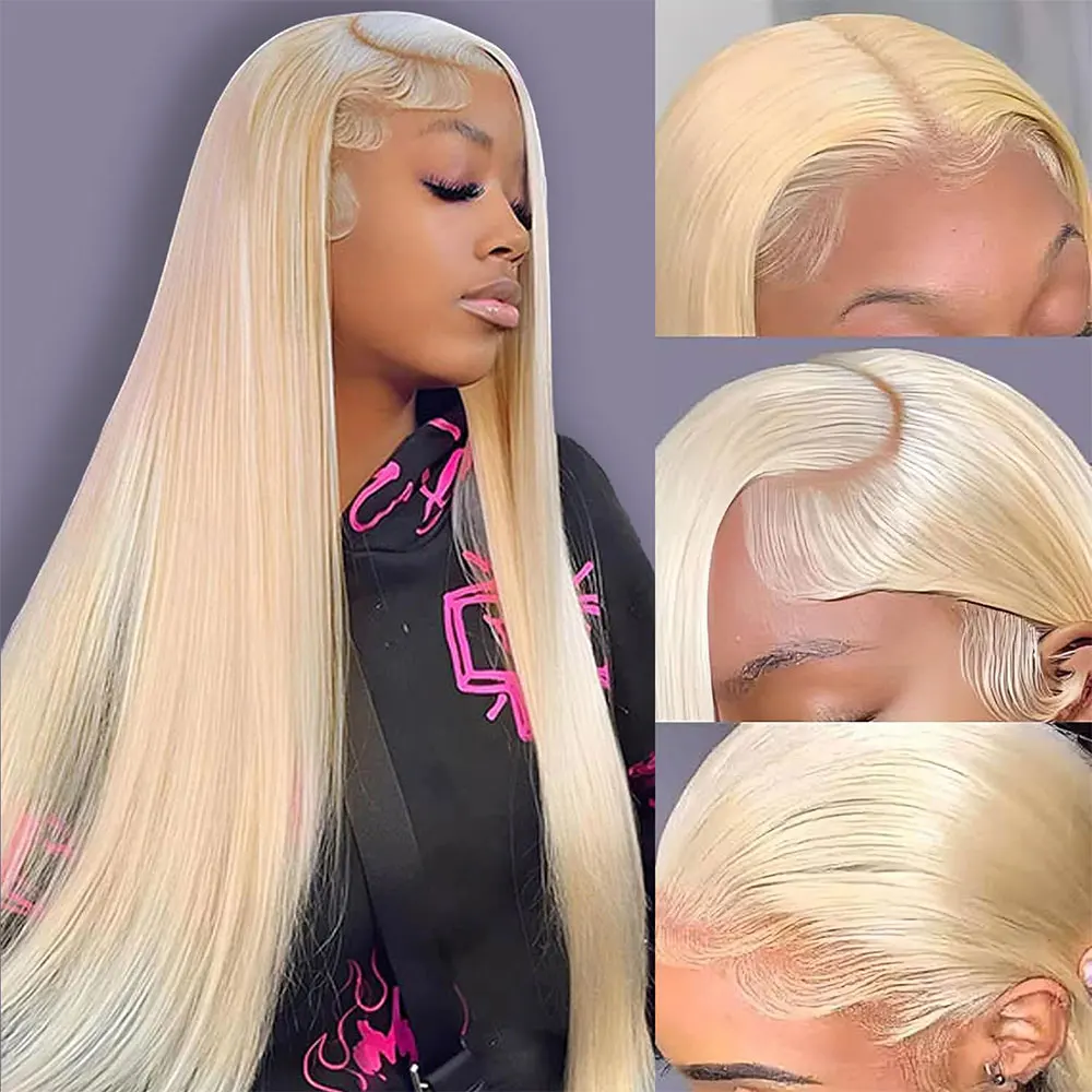 Blonde 613 13x6 Lace Frontal Wigs HD 613 Lace Front Human Hair Wigs For Women 40 Inch Long Straight Human Hair Wigs Can Be Dyed