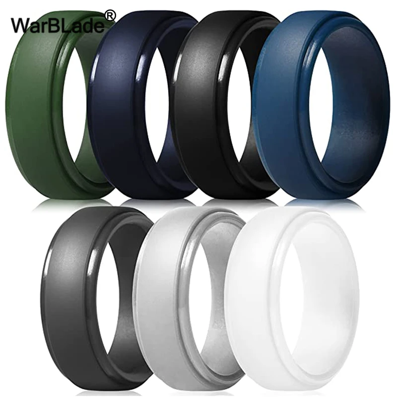 Men Silicone Rings Hypoallergenic Flexible Sports Antibacterial Wedding Rubber Bands 8mm Food Grade FDA Silicone Finger Ring