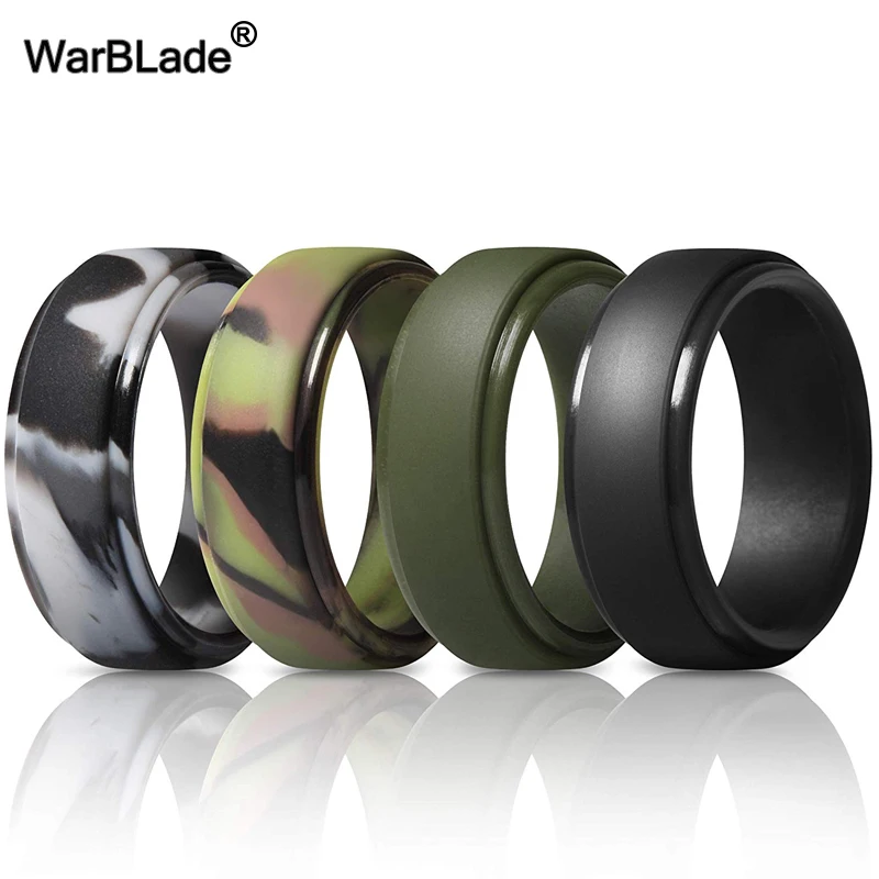Men Silicone Rings Hypoallergenic Flexible Sports Antibacterial Wedding Rubber Bands 8mm Food Grade FDA Silicone Finger Ring