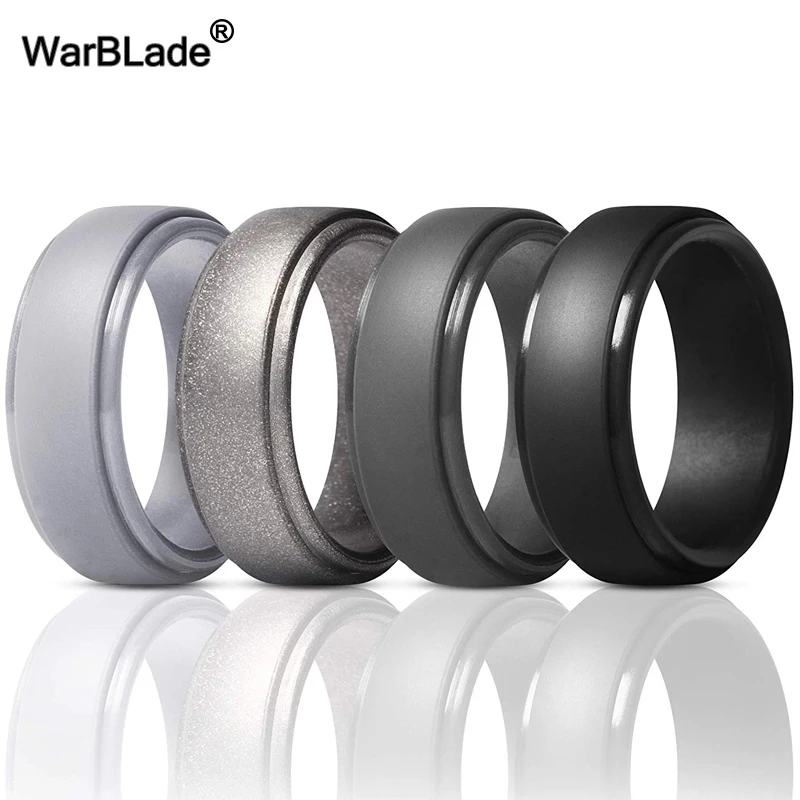 Men Silicone Rings Hypoallergenic Flexible Sports Antibacterial Wedding Rubber Bands 8mm Food Grade FDA Silicone Finger Ring