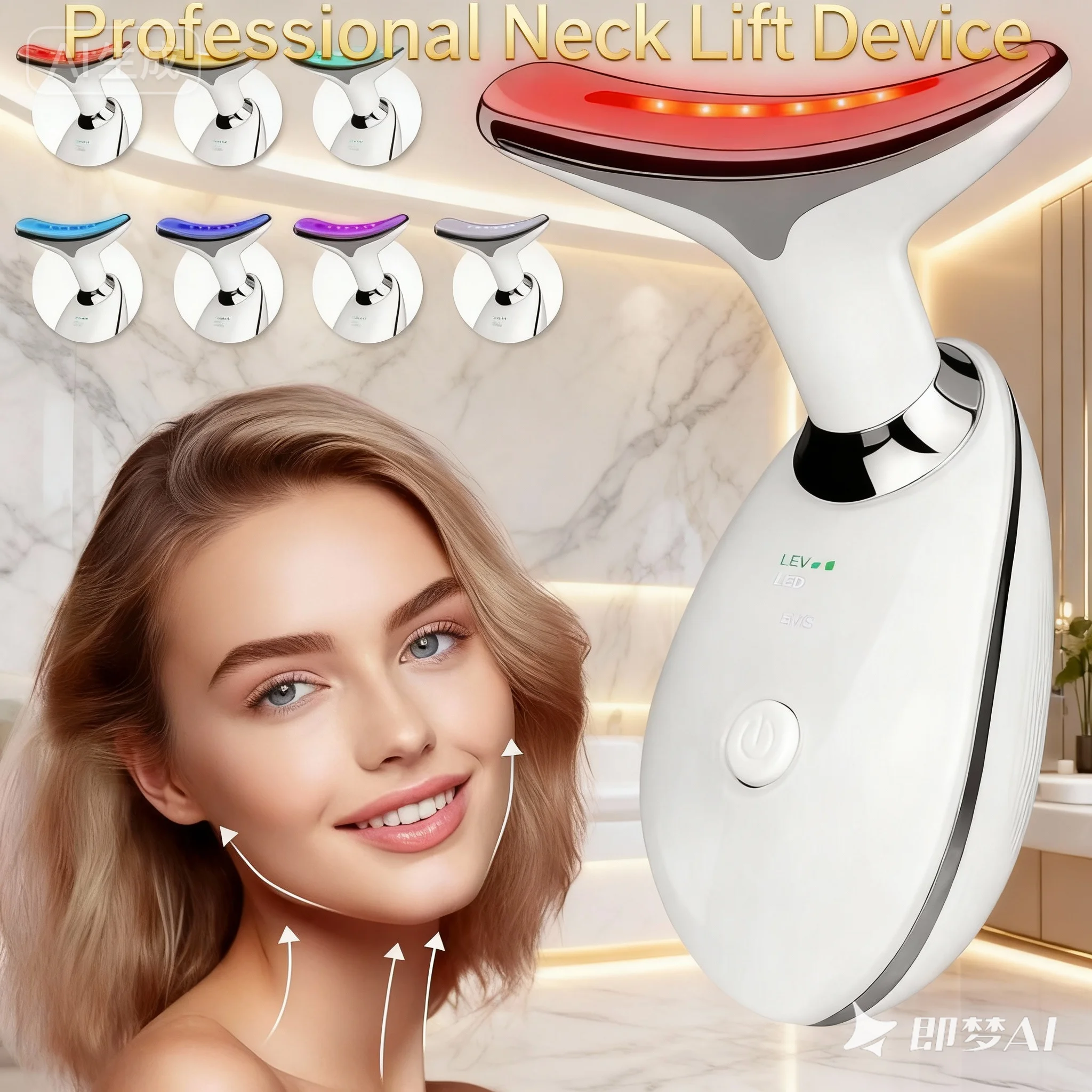 7 Color Facial Massager with Thermals 3 Modes Face Sculpting Vibrating Neck Massager Tool for Beauty Therapy Skin Care