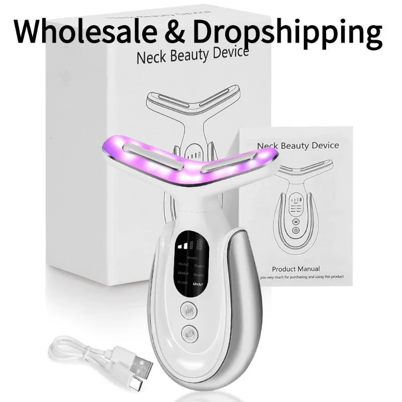 EMS Beauty Neck Instrument Microcurrent Face Neck Beauty Device LED Photon Reduce Double Chin Anti Wrinkle Tightening Skin Care