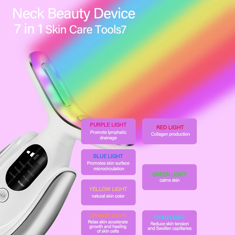 EMS Beauty Neck Instrument Microcurrent Face Neck Beauty Device LED Photon Reduce Double Chin Anti Wrinkle Tightening Skin Care