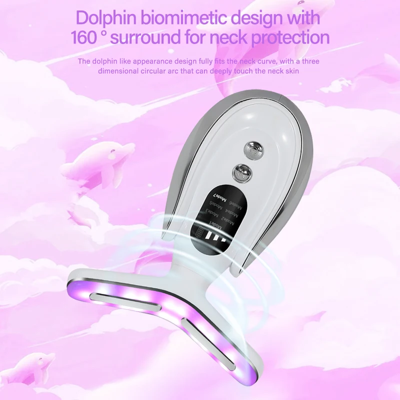 EMS Beauty Neck Instrument Microcurrent Face Neck Beauty Device LED Photon Reduce Double Chin Anti Wrinkle Tightening Skin Care