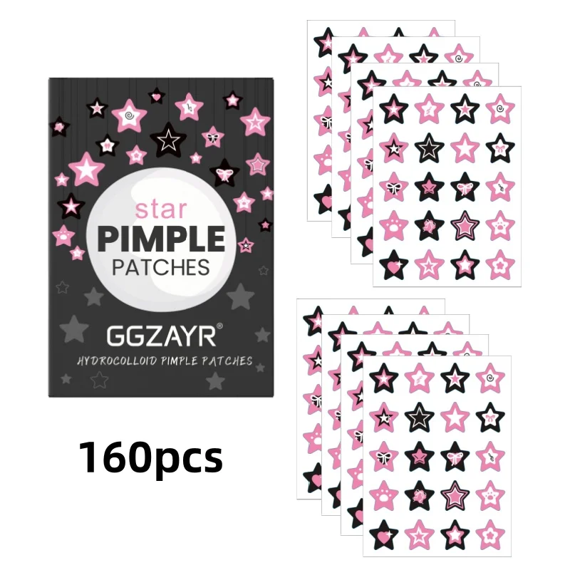 80/160pcs Star Acne Patch Set – Various Sizes, Alcohol-Free, Gentle Deep-Cleansing, Invisible & Safe for Sensitive Skin