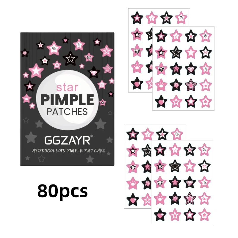 80/160pcs Star Acne Patch Set – Various Sizes, Alcohol-Free, Gentle Deep-Cleansing, Invisible & Safe for Sensitive Skin
