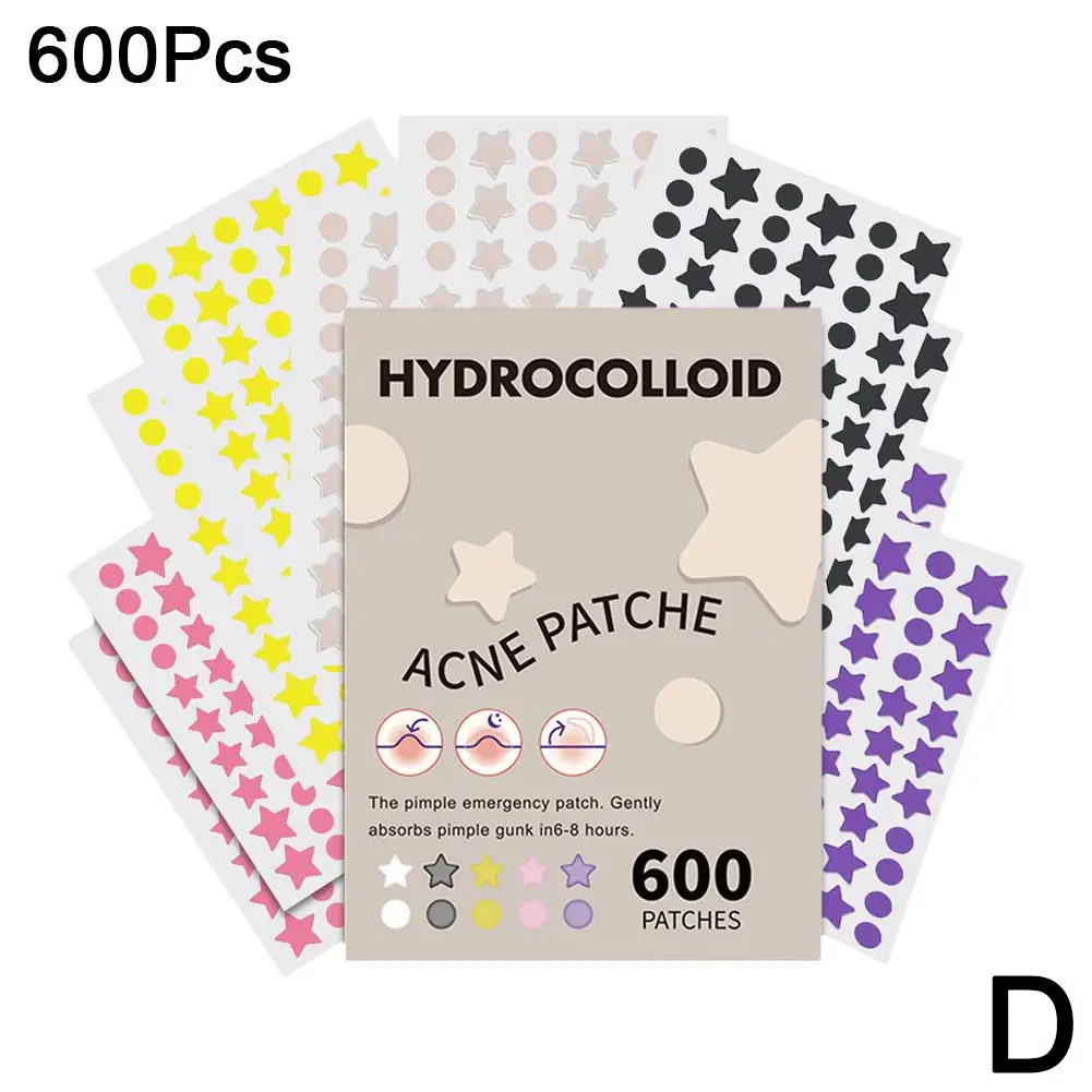 600Pcs Star Hydrocolloid Acne Patches Cute Colorful Pimple Patches for Face Invisible Spot Cover Stickers Absorbing Pus Skincare
