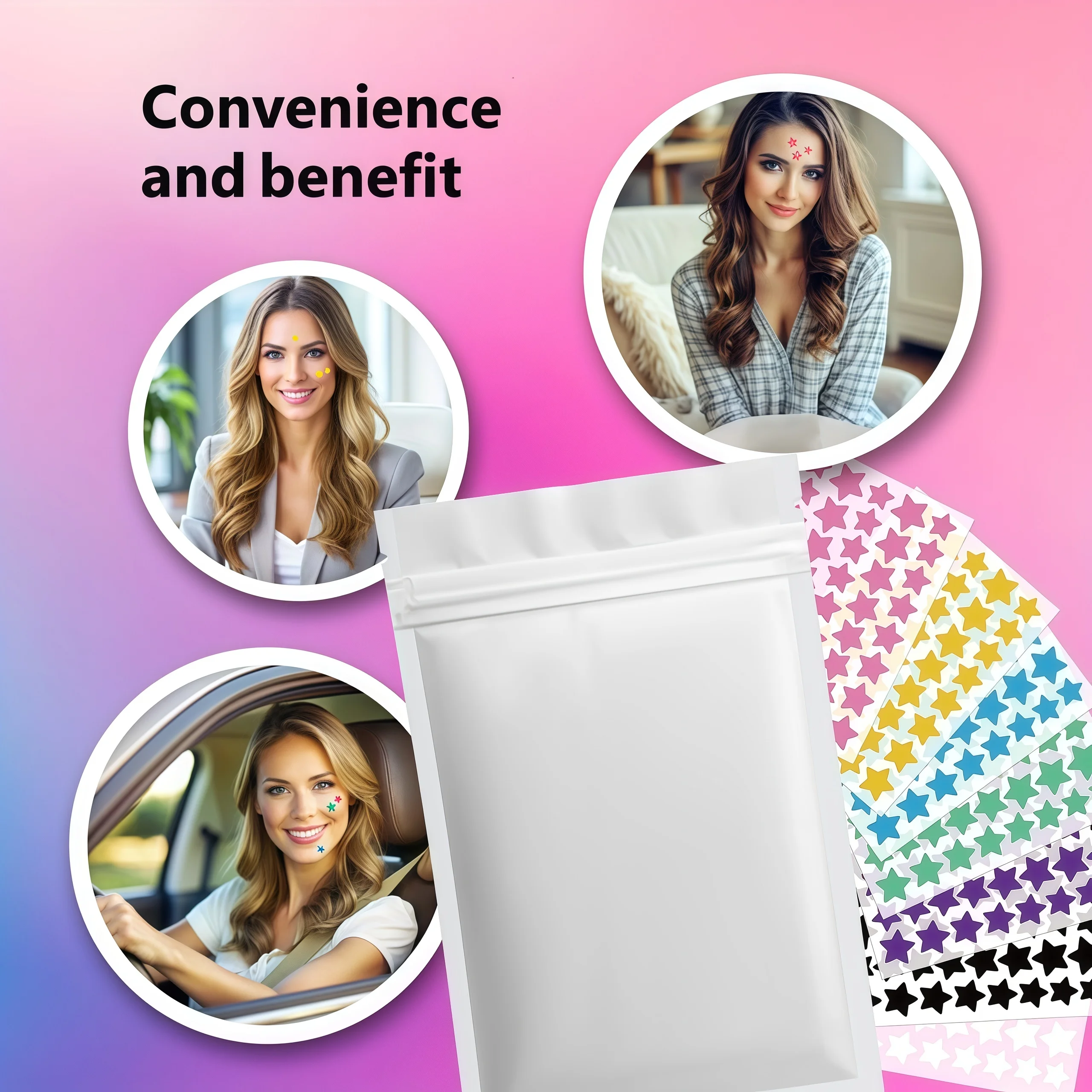 400/800pcs Red & Black Star Pimple Patches Deep-Cleansing Dual-Tone Acne Stickers for All Skin Types