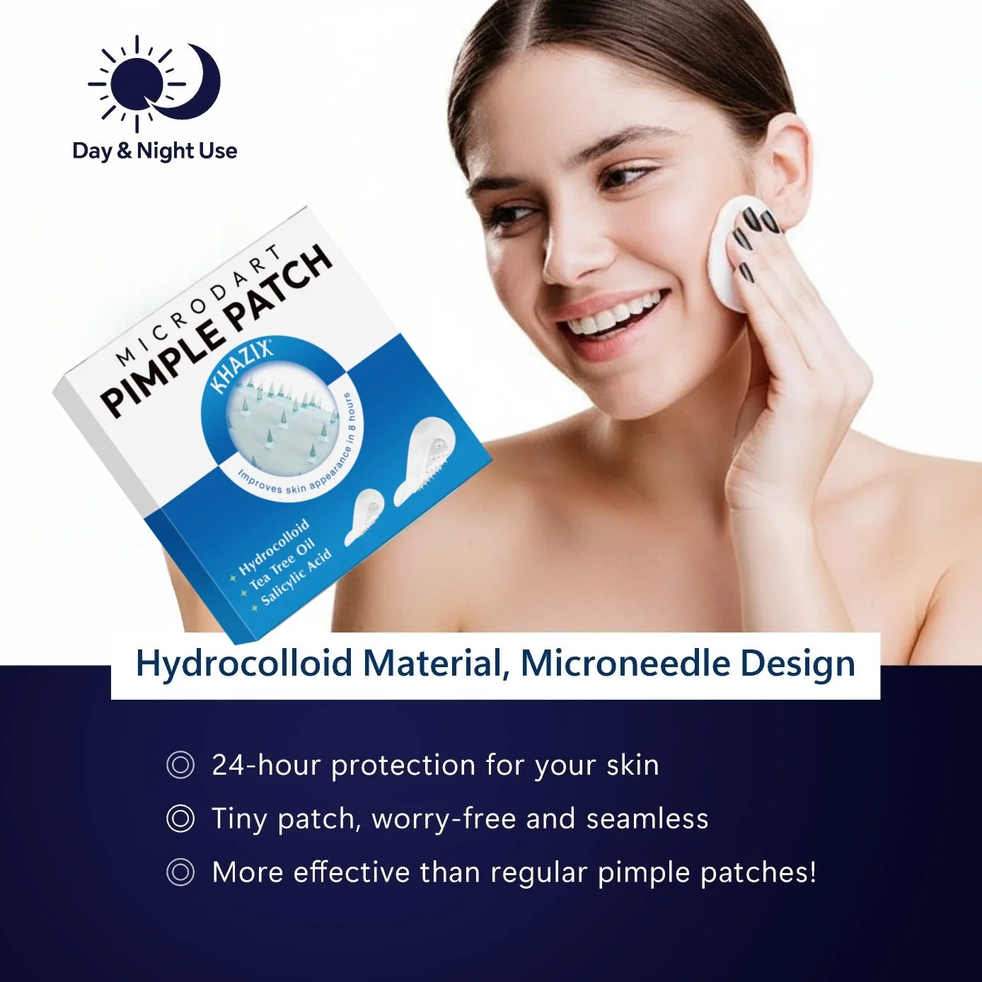 Hydrocolloid acne patches, portable for daily work commuting, medical-grade skincare, safe for sensitive skin to apply with conf