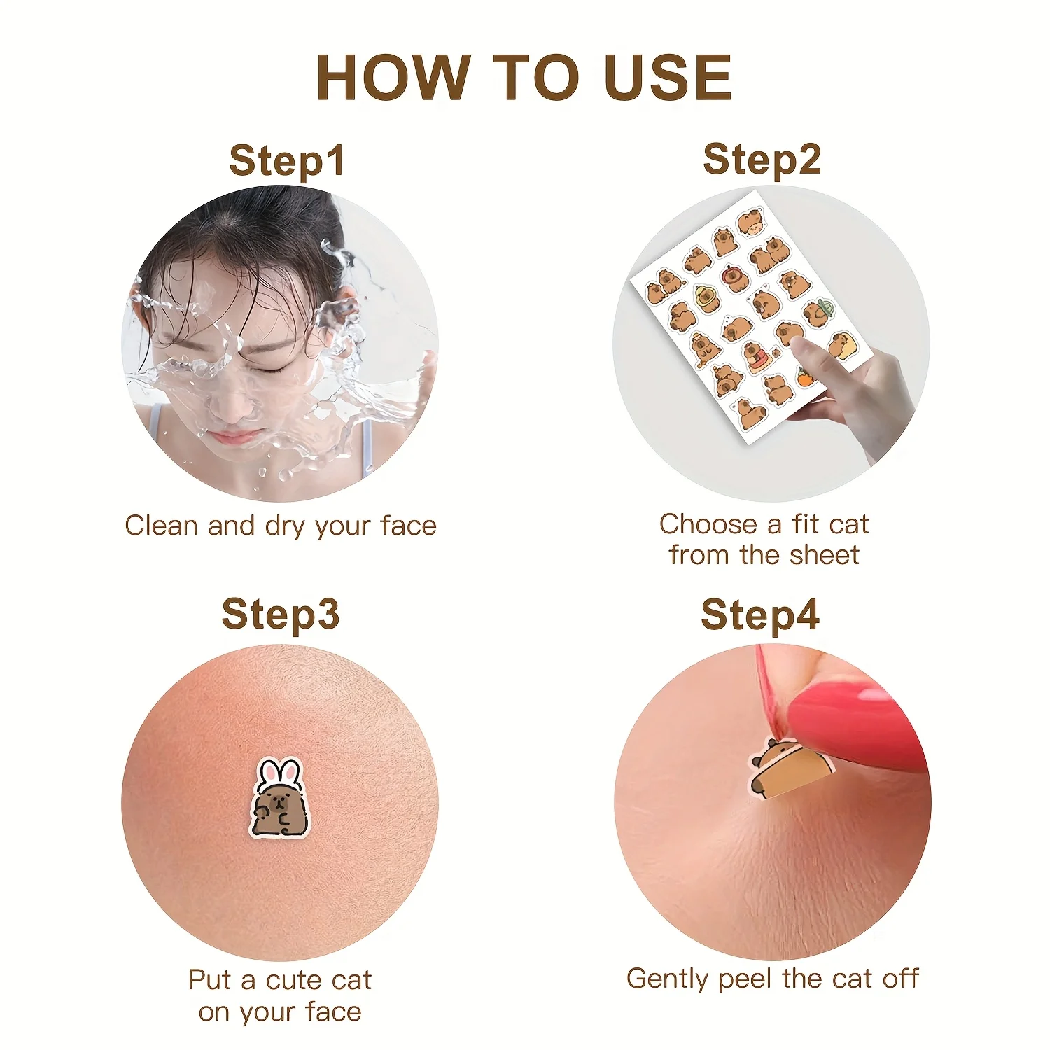 Capybara Shaped Pimple Patches, Facial Cover - Fragrance-Free, Paraben-Unisex Adult, All Skin Types Compatible, Skin Care Patch,