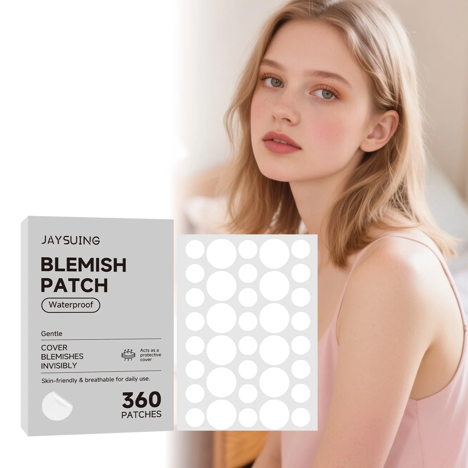 360pcs Invisible Waterproof Hydrocolloid Acne Patch For Facial Cleansing Care Essence Tool Accessory Suitable For All Skin Types