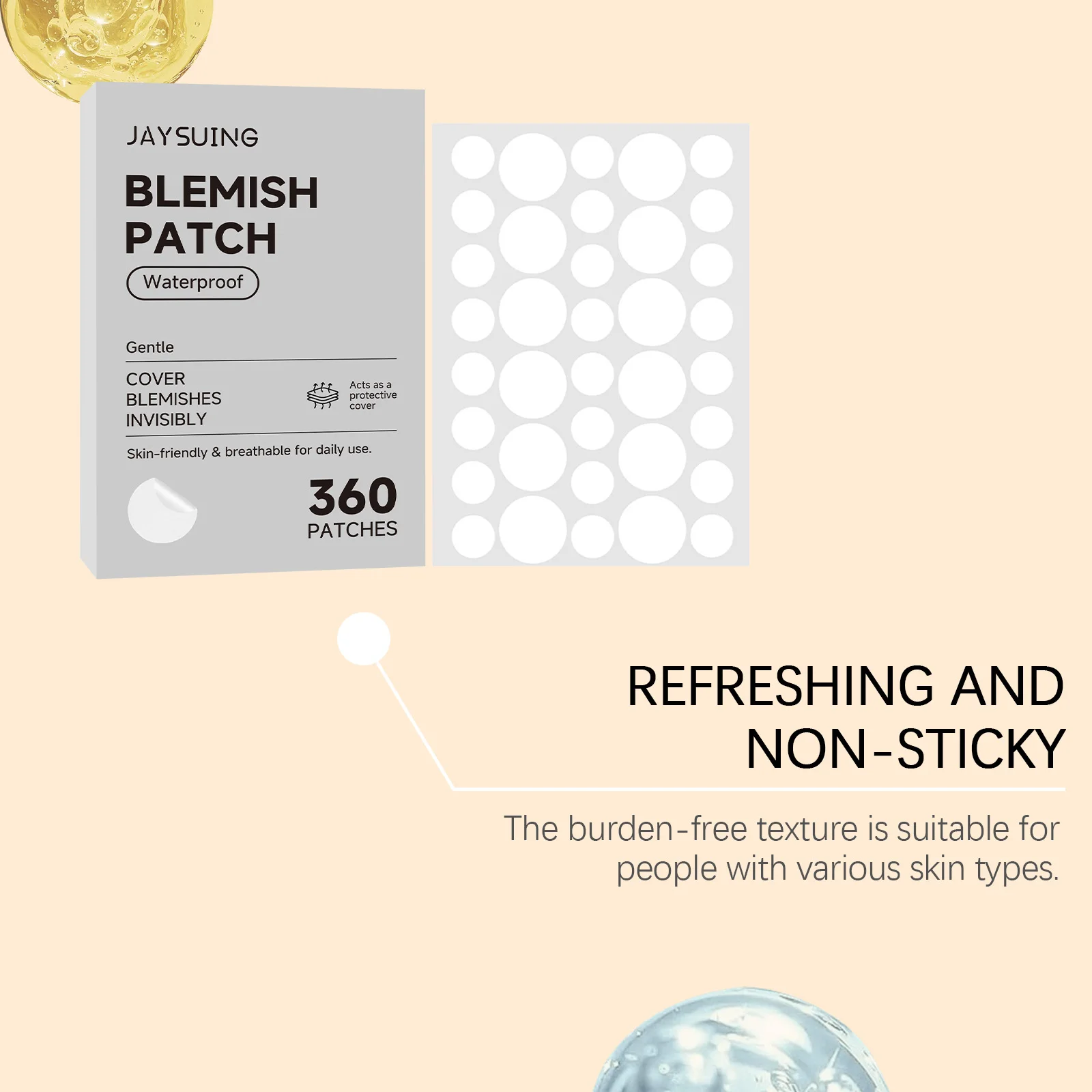 360pcs Invisible Waterproof Hydrocolloid Acne Patch For Facial Cleansing Care Essence Tool Accessory Suitable For All Skin Types