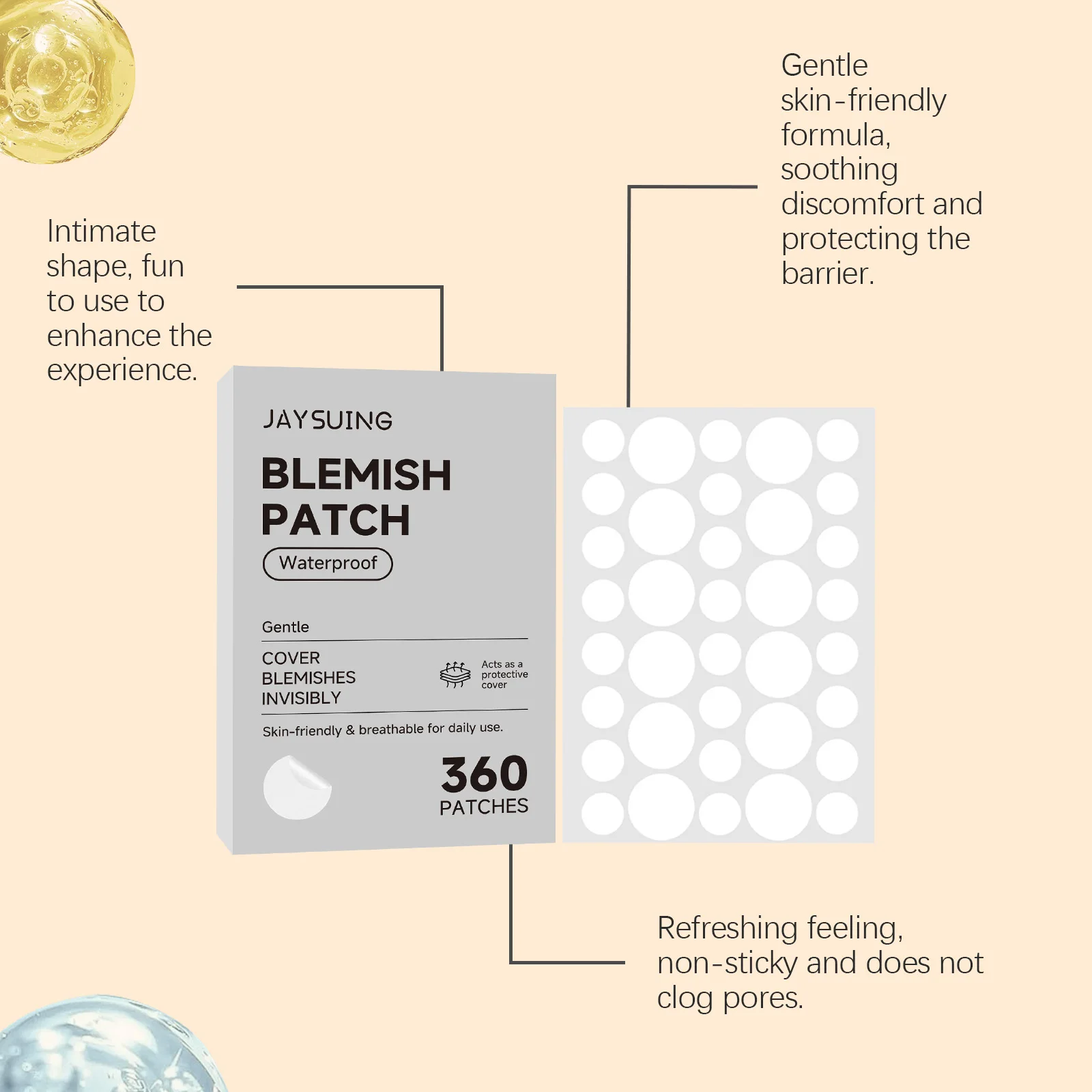 360pcs Invisible Waterproof Hydrocolloid Acne Patch For Facial Cleansing Care Essence Tool Accessory Suitable For All Skin Types