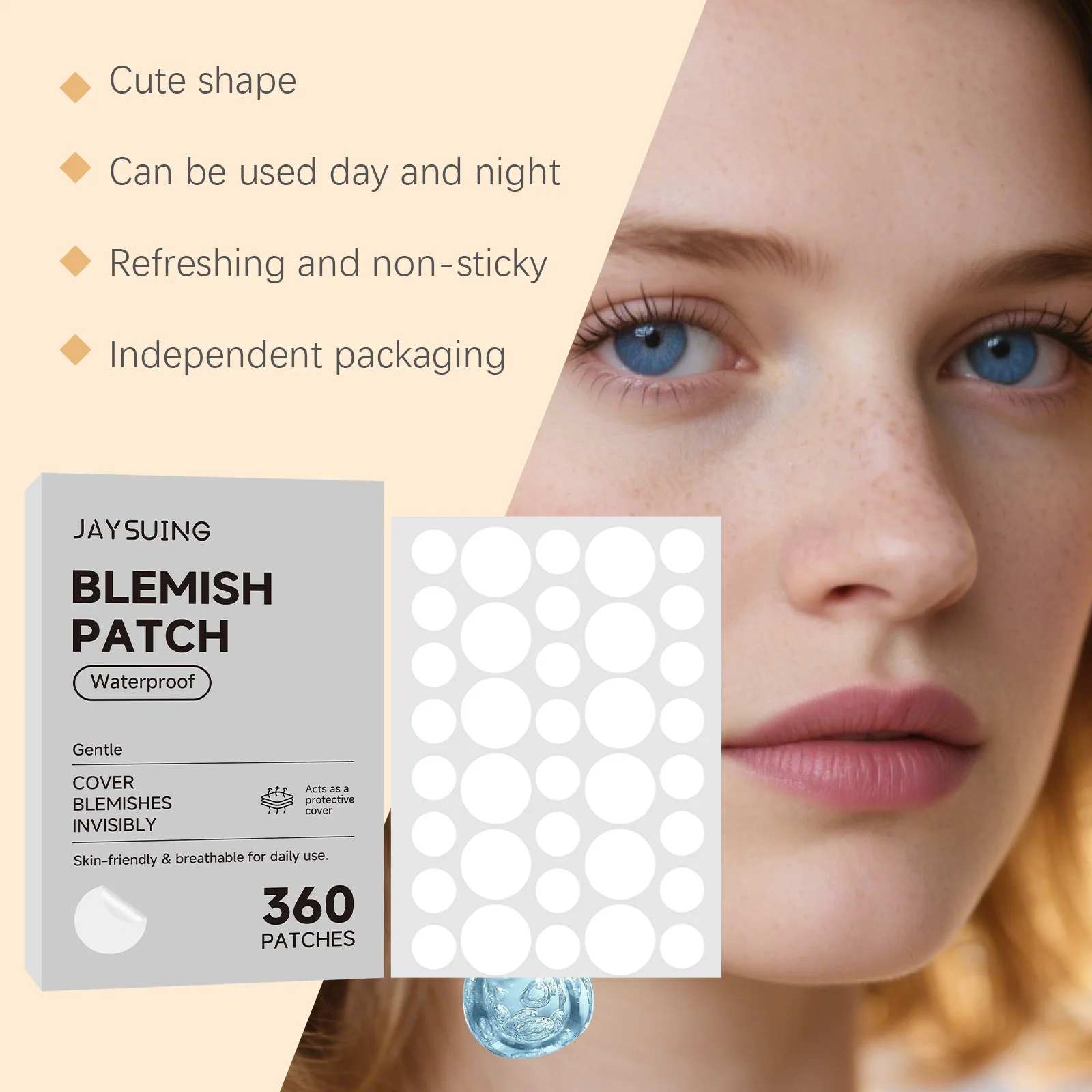 360pcs Invisible Waterproof Hydrocolloid Acne Patch For Facial Cleansing Care Essence Tool Accessory Suitable For All Skin Types