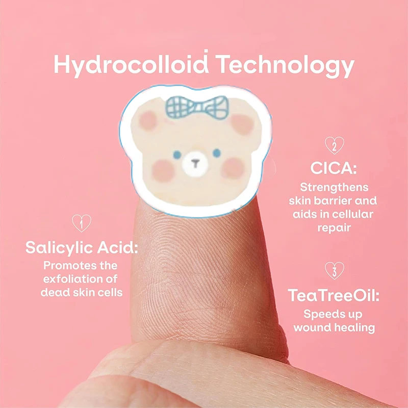 New 100pcs Bear Face Skin Care Acne Pimple Patch Invisible Professional Healing