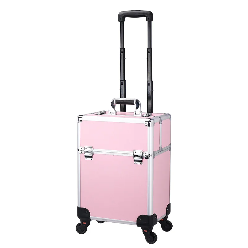 Professional Nail Art Case Rolling Makeup Case Beauty Equipment Storage Cart Wheels for Hairstyling Tools Kit Makeup Box