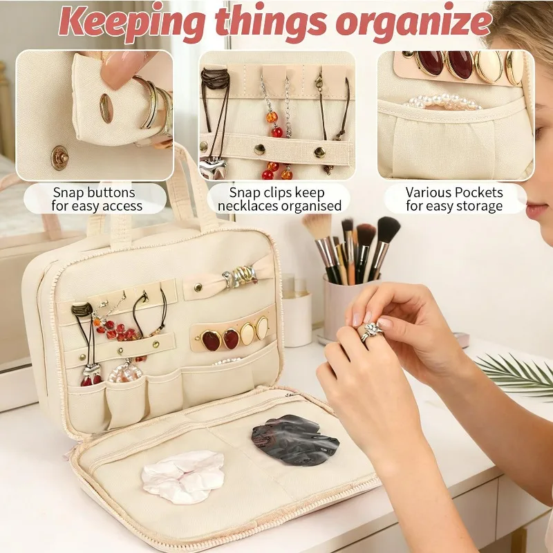 Travel Hanging Toiletry Bag Jewelry Organizer 2 in 1 Cosmetic Storage Case Waterproof Large Capacity Makeup Organizer Portable