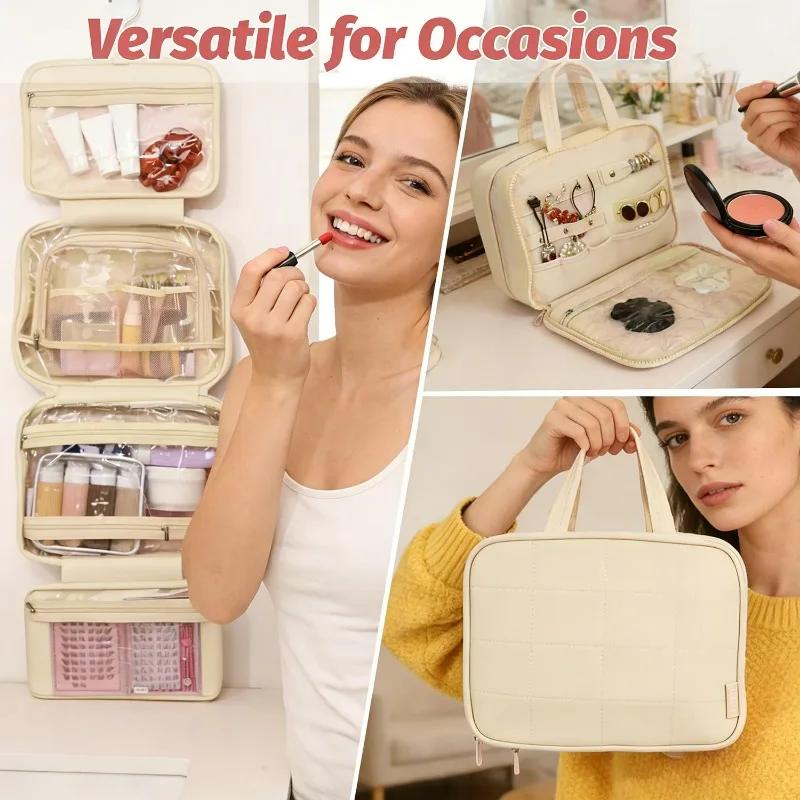 Travel Hanging Toiletry Bag Jewelry Organizer 2 in 1 Cosmetic Storage Case Waterproof Large Capacity Makeup Organizer Portable