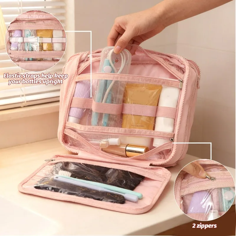 Travel Hanging Toiletry Bag Jewelry Organizer 2 in 1 Cosmetic Storage Case Waterproof Large Capacity Makeup Organizer Portable