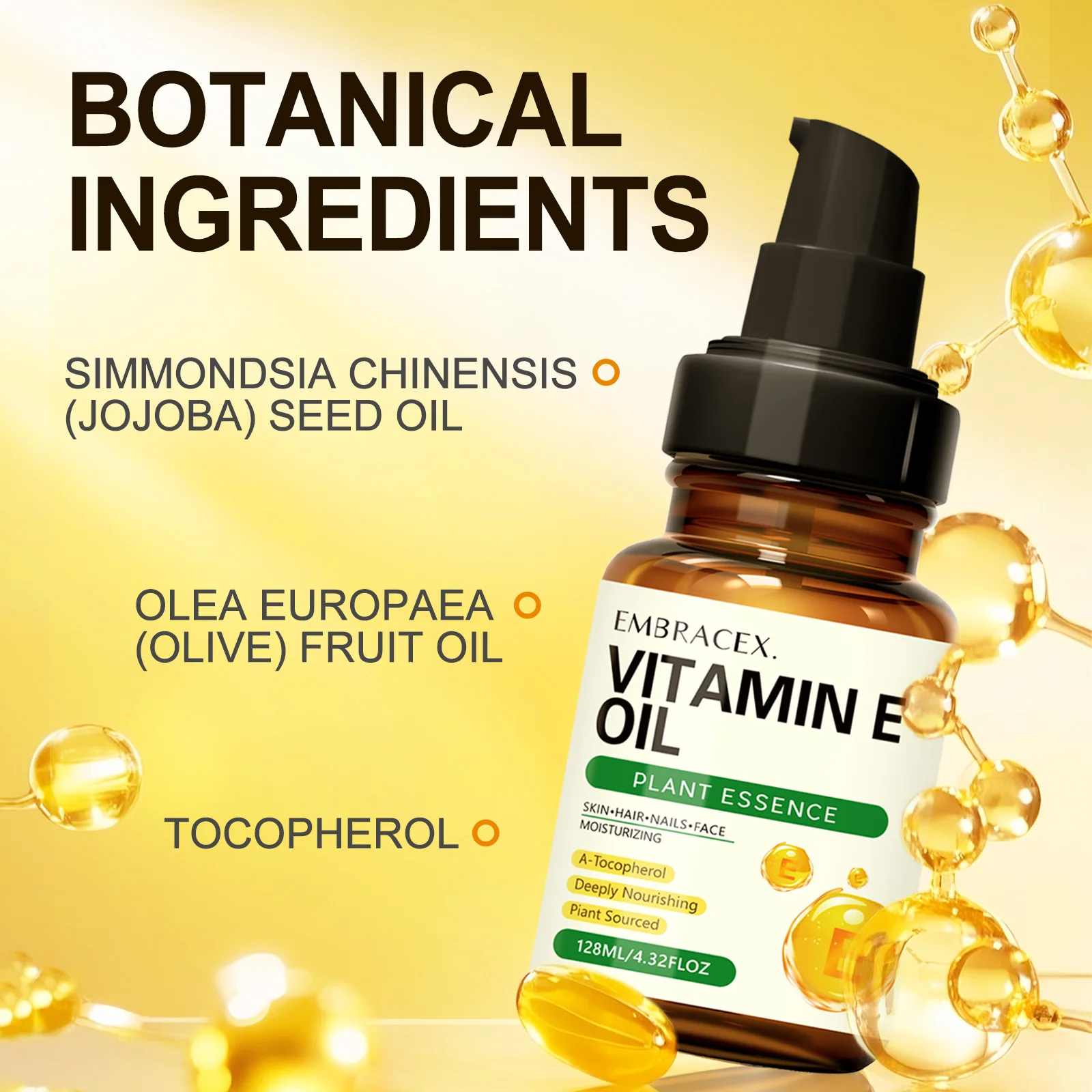 128ml Vitamin E oil Essential Oils Gift To Friends/Parents Skincare Haircare Nailcare Massage Oil Natural Ingredients