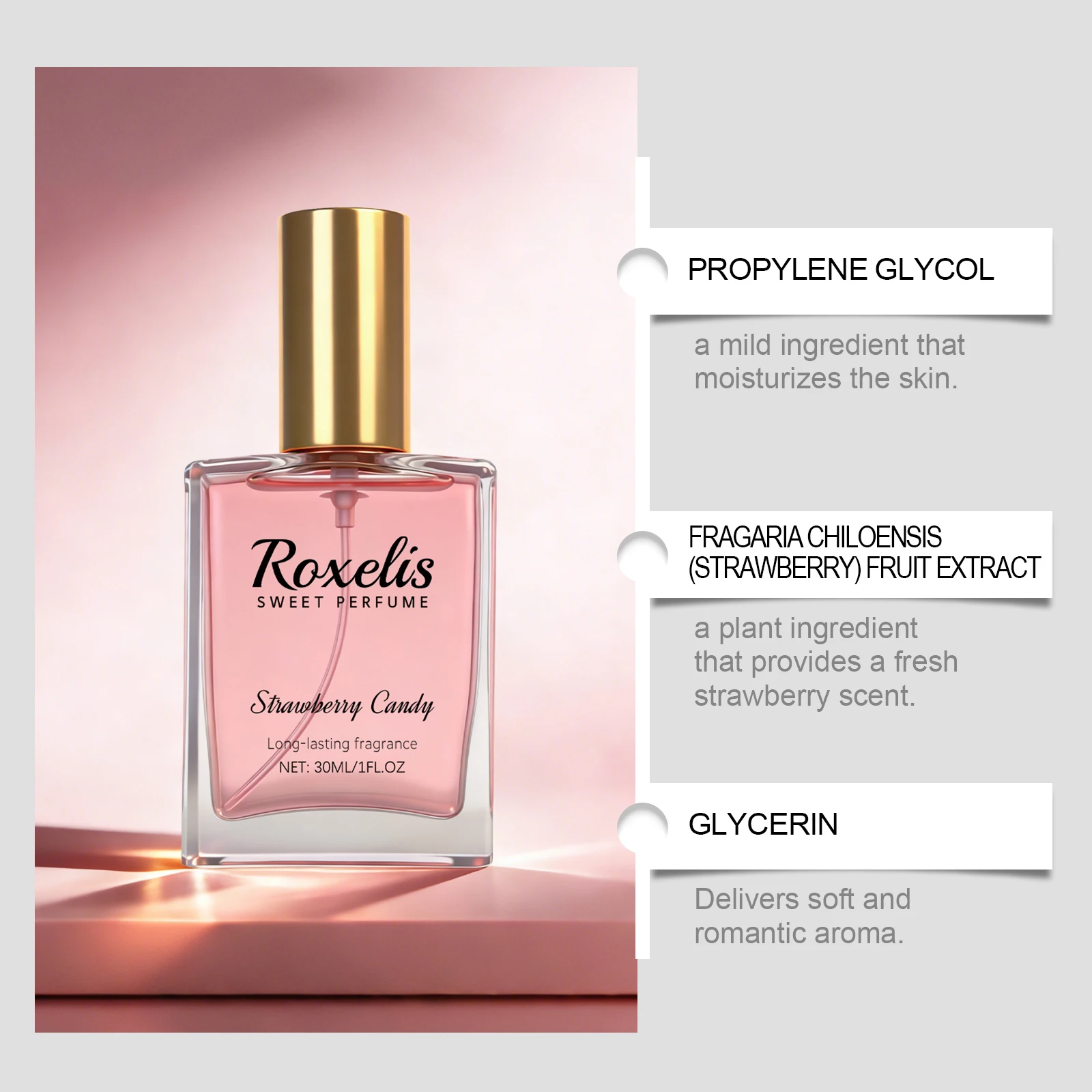 Strawberry Candy Sweet Fragrance Portable Natural Fruity Aroma Fresh & Girlish Daily Dating Commuting Women's Perfume Spray